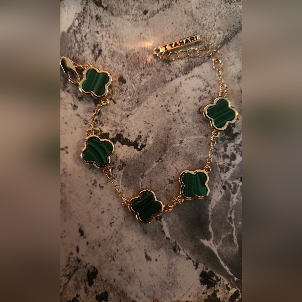 MALACHITE LIKE GOLD PLAYED BRACELET